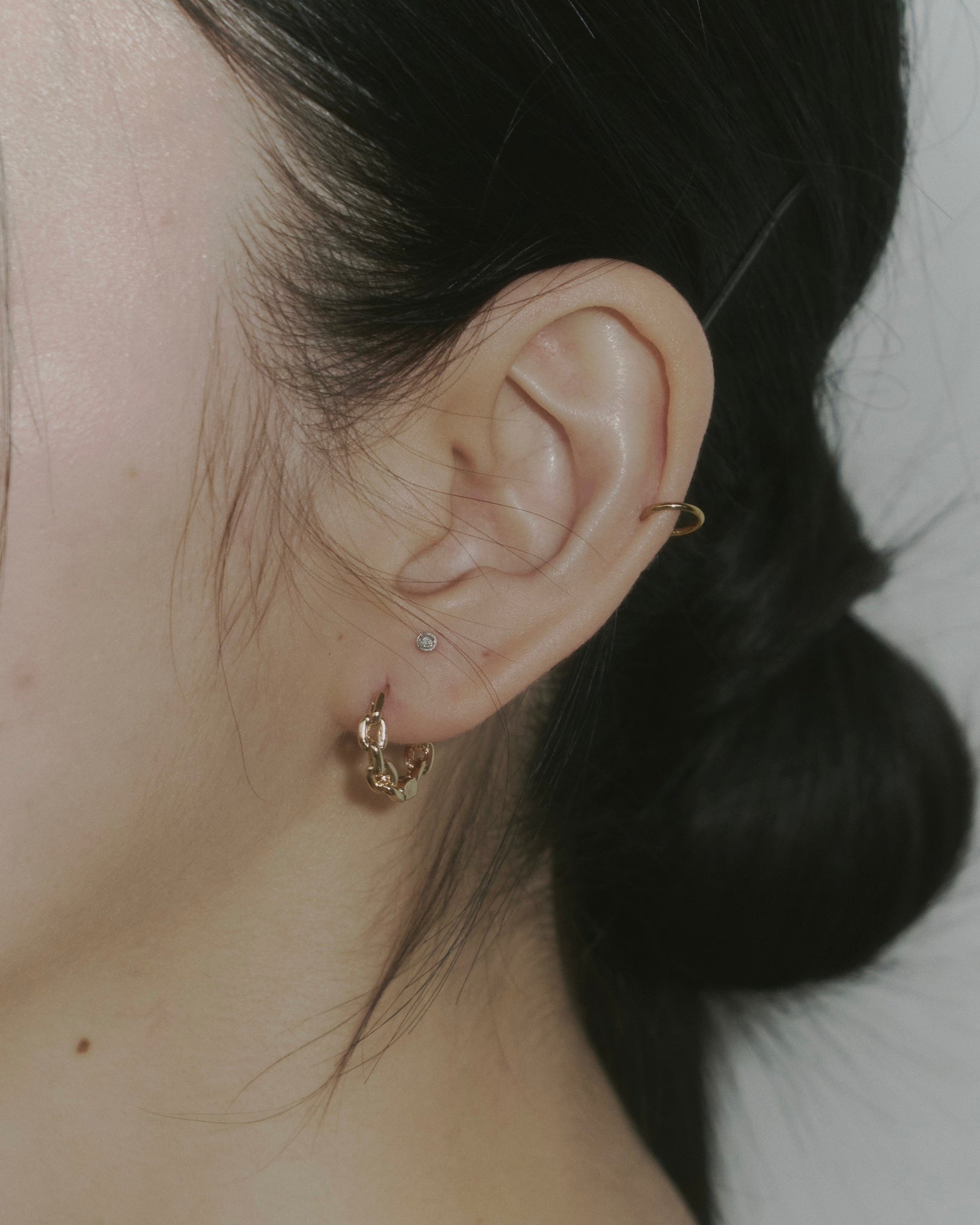 チェーンフープピアス