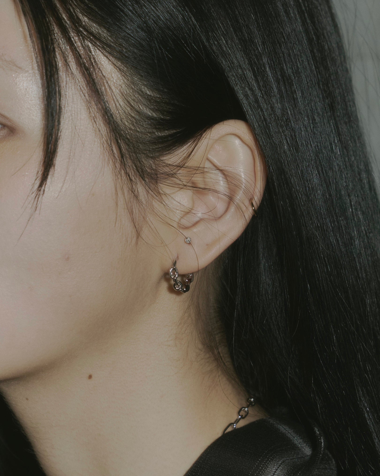 チェーンフープピアス