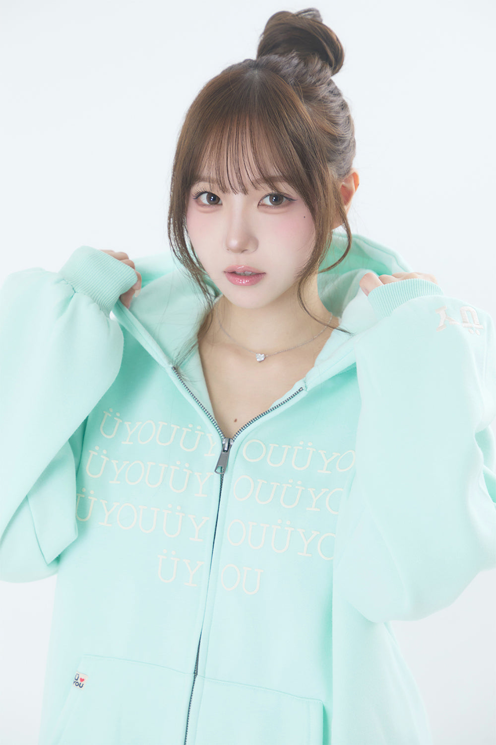 BUBBLE LOGO ZIP HOODIE MINT