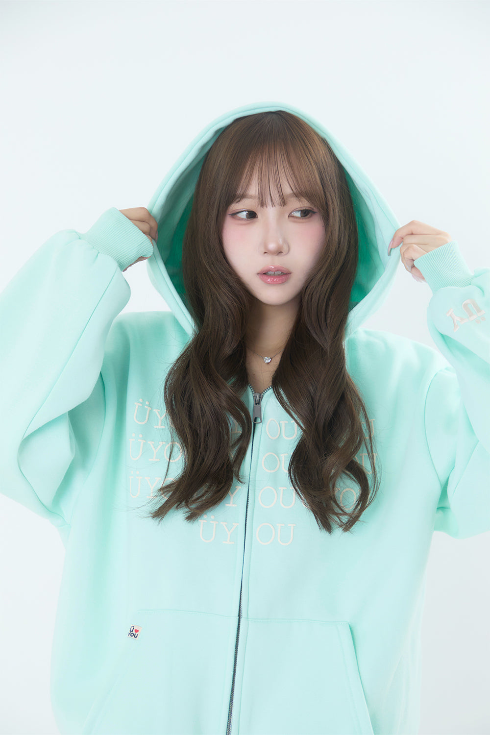 BUBBLE LOGO ZIP HOODIE MINT