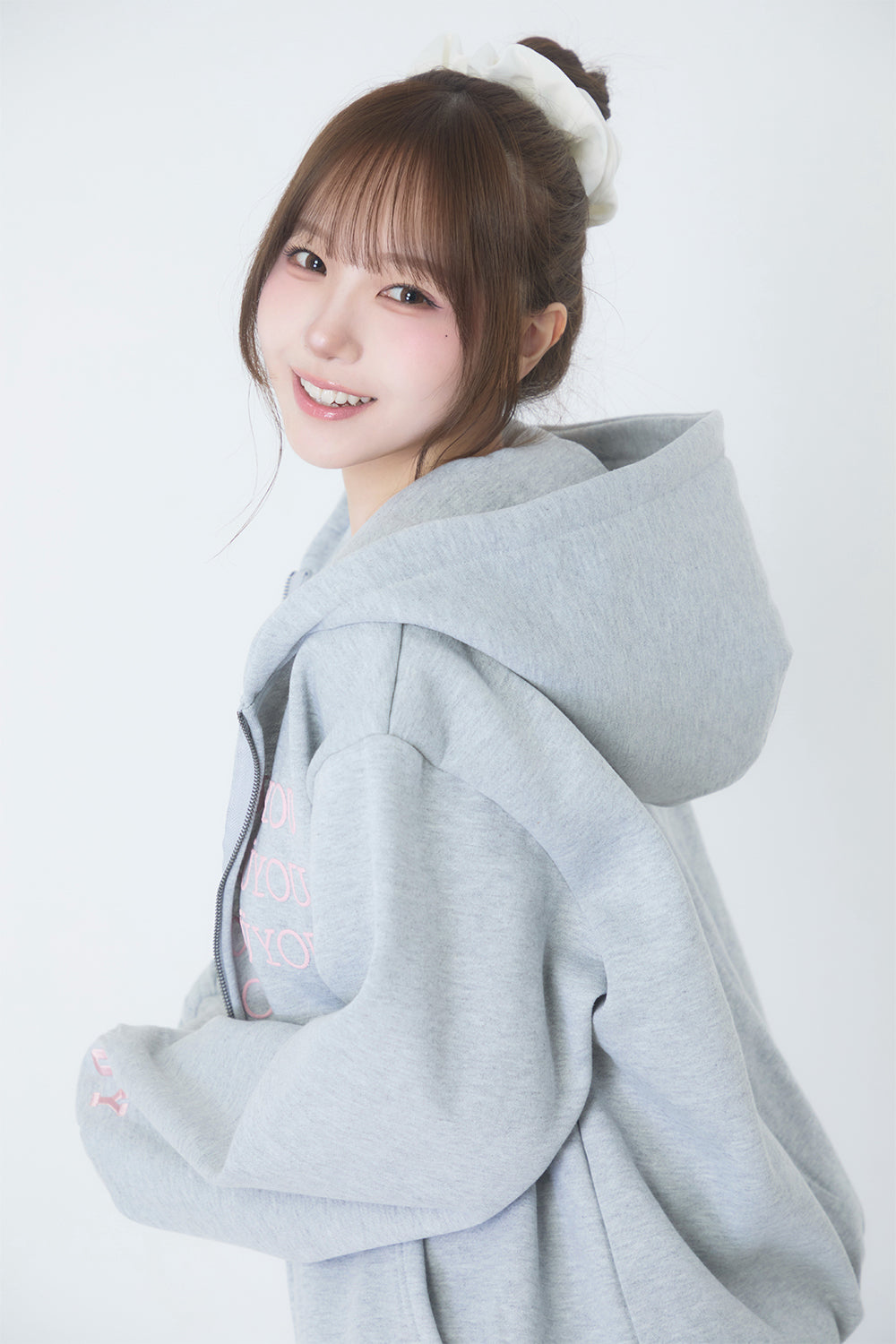 BUBBLE LOGO ZIP HOODIE LIGHT GRAY