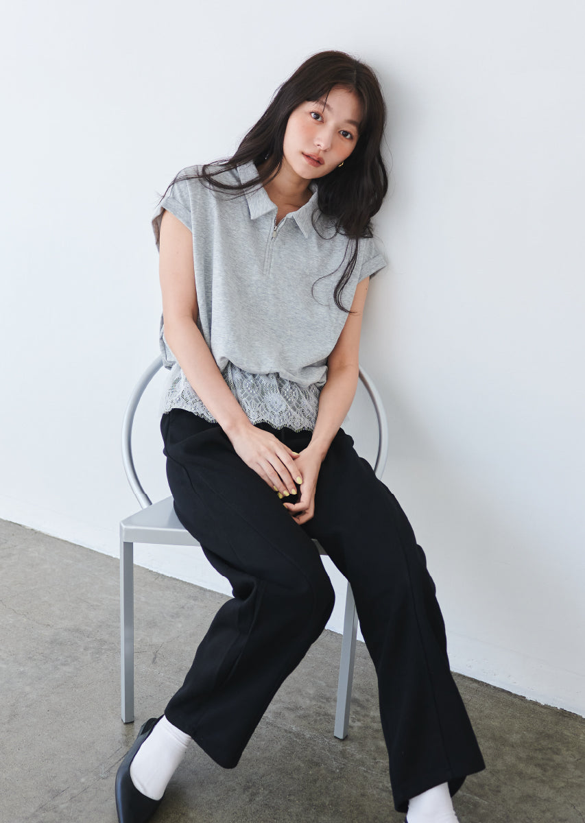 《追加》ハーフジップレースドッキングトップス