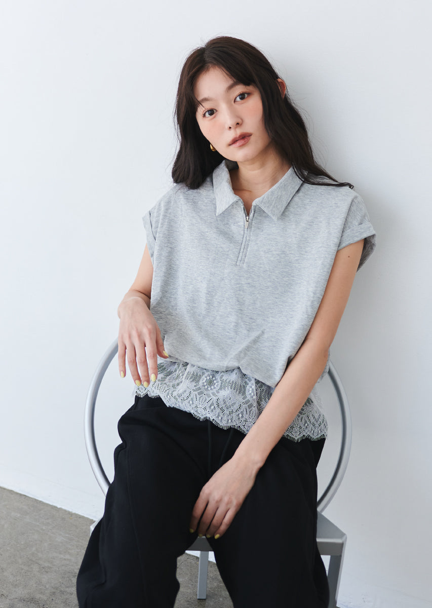 《追加》ハーフジップレースドッキングトップス