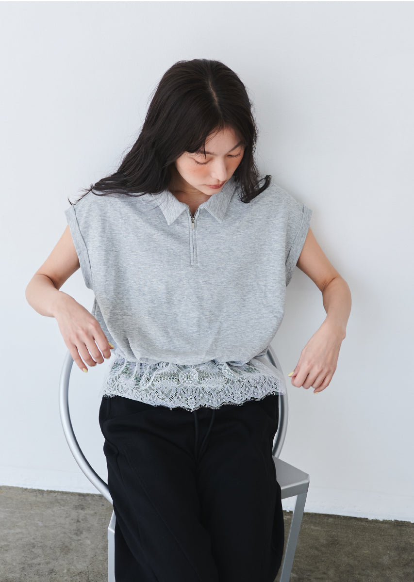 《追加》ハーフジップレースドッキングトップス