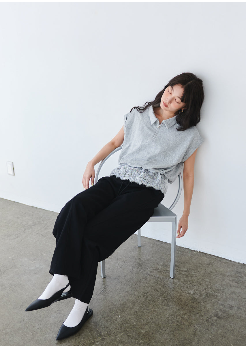 《追加》ハーフジップレースドッキングトップス