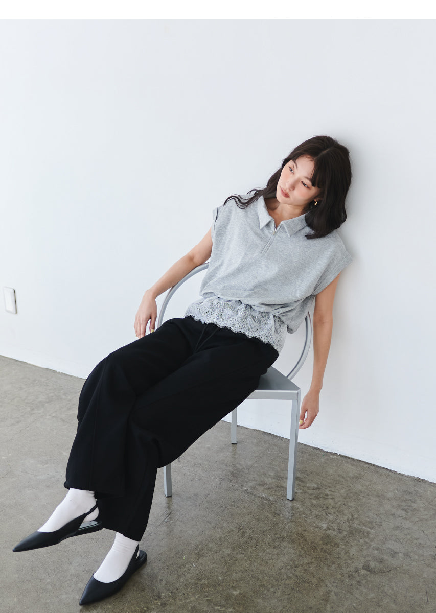 《追加》ハーフジップレースドッキングトップス