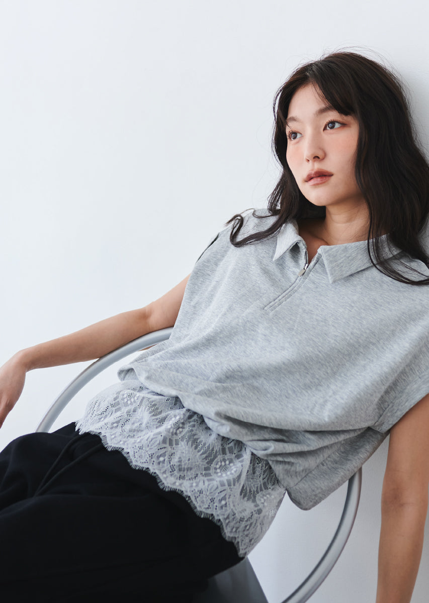 《追加》ハーフジップレースドッキングトップス