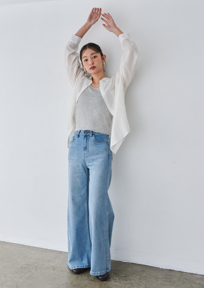 ウエストストリングバギーデニム