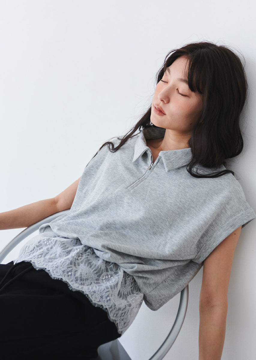 《追加》ハーフジップレースドッキングトップス