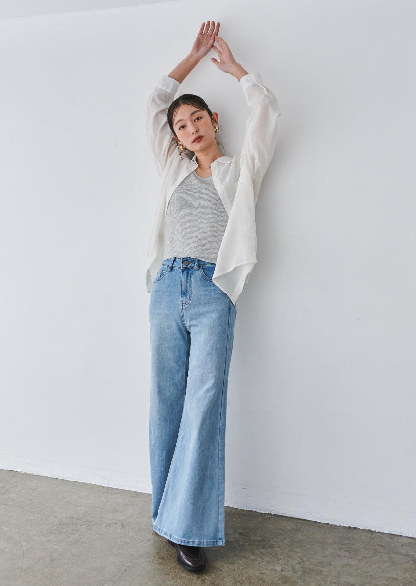 ウエストストリングバギーデニム