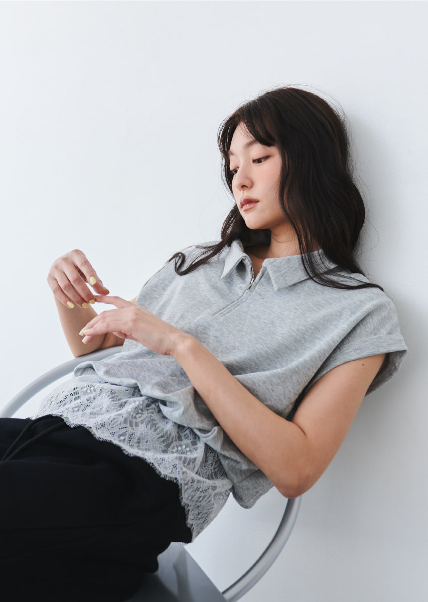 《追加》ハーフジップレースドッキングトップス