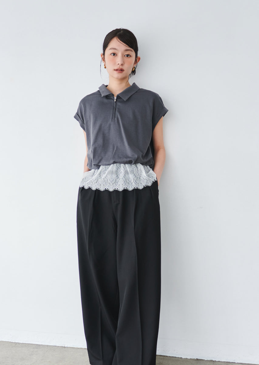 《追加》ハーフジップレースドッキングトップス