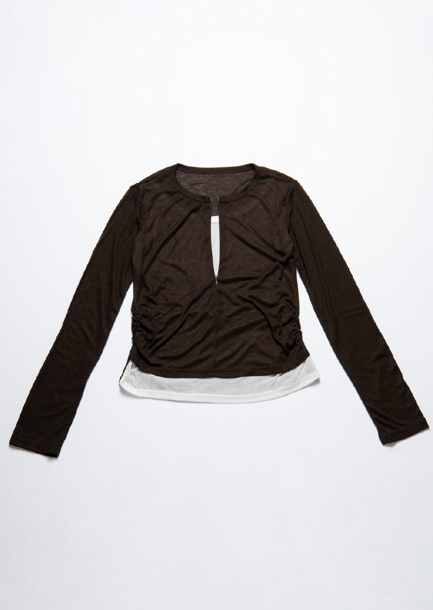 ハーフジップシアートップス