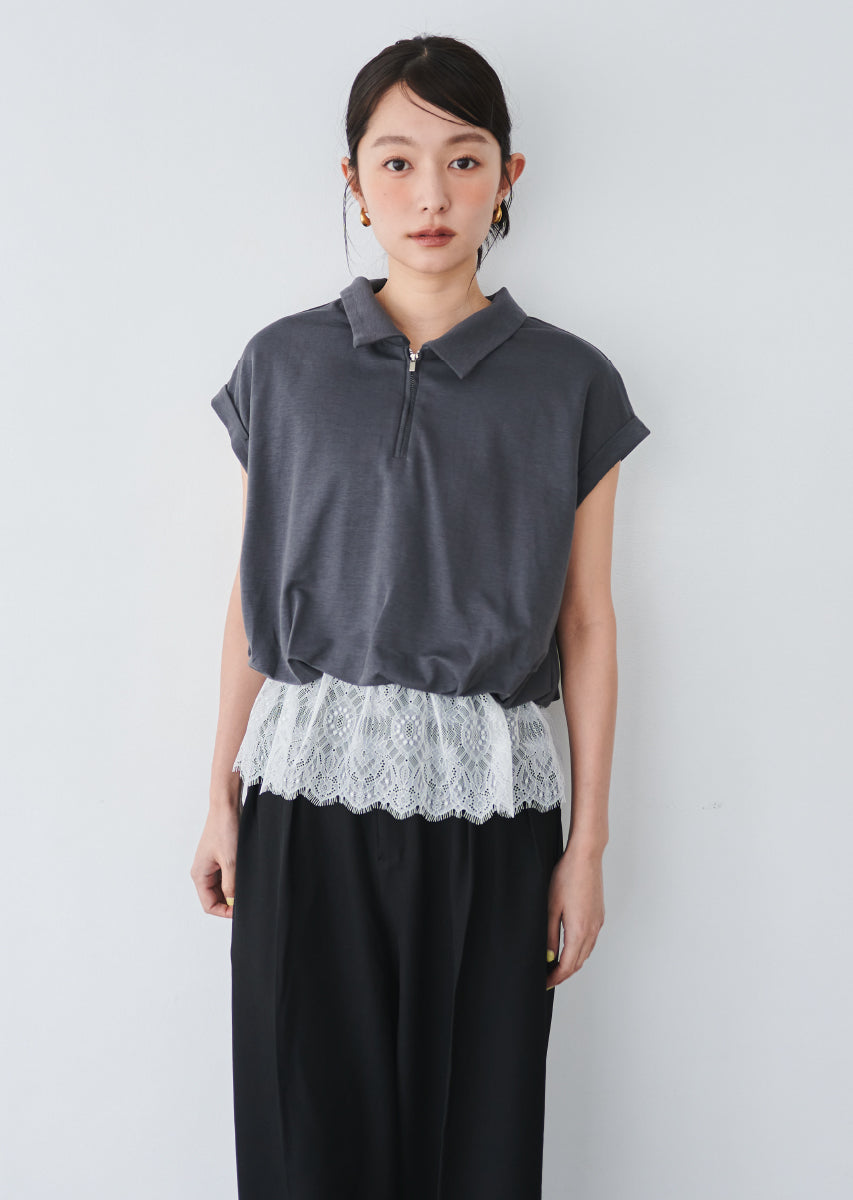 《追加》ハーフジップレースドッキングトップス