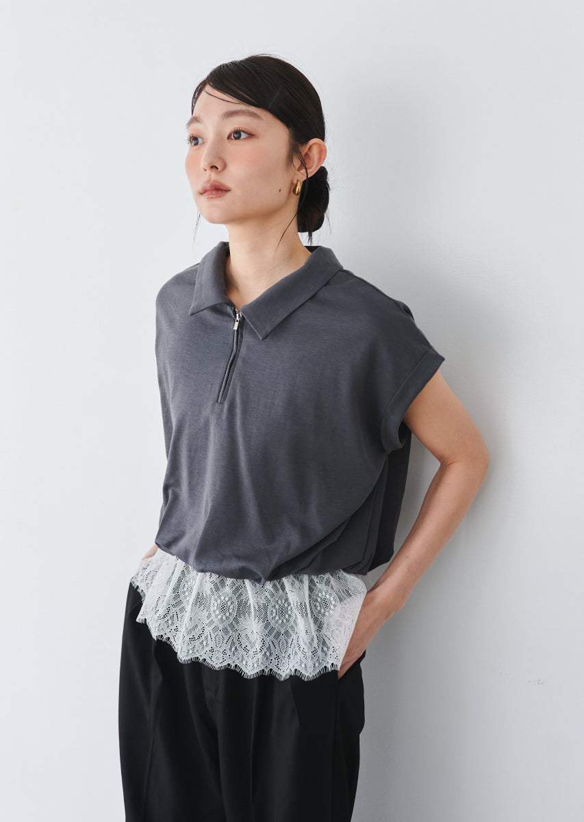 《追加》ハーフジップレースドッキングトップス