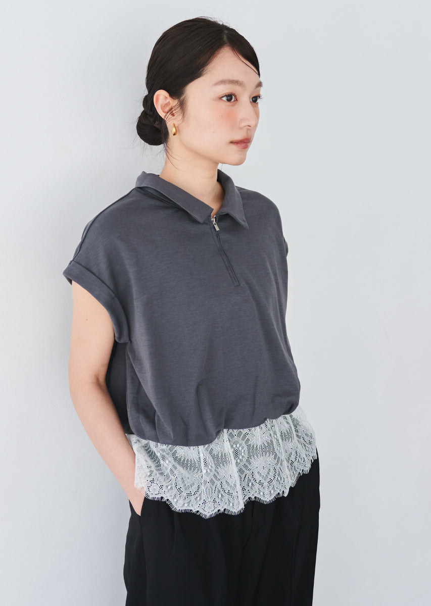 《追加》ハーフジップレースドッキングトップス