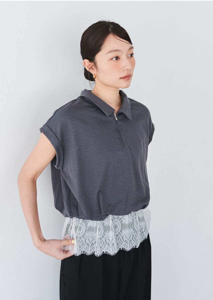 《追加》ハーフジップレースドッキングトップス