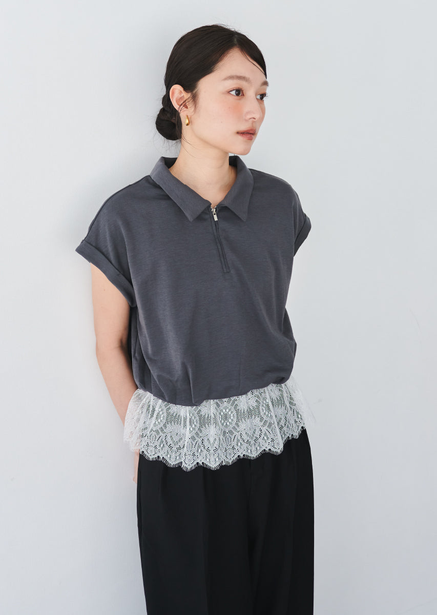 《追加》ハーフジップレースドッキングトップス