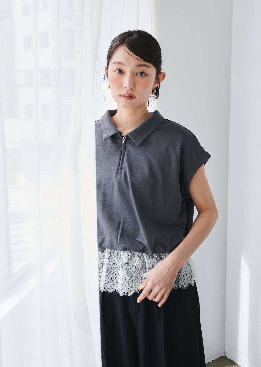 《追加》ハーフジップレースドッキングトップス