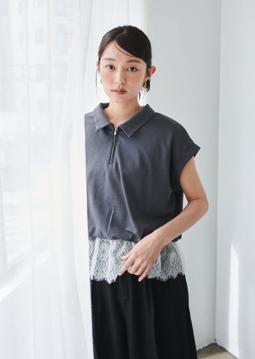 《追加》ハーフジップレースドッキングトップス