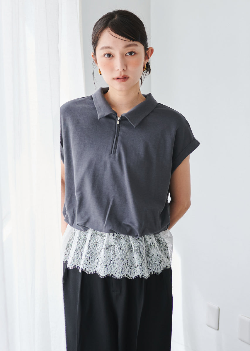 《追加》ハーフジップレースドッキングトップス