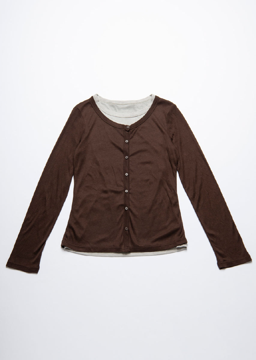 バイカラーソフトフィットカーディガン