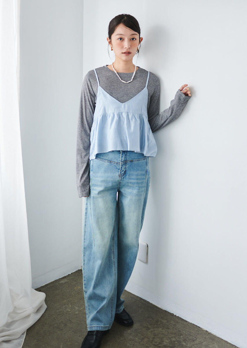 ビスチェ付きシアートップス