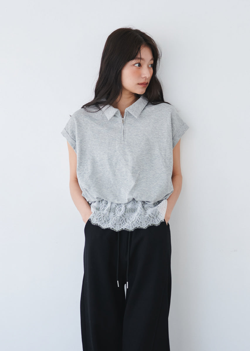 《追加》ハーフジップレースドッキングトップス