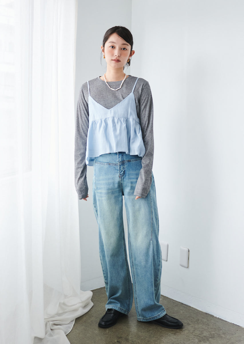 ビスチェ付きシアートップス