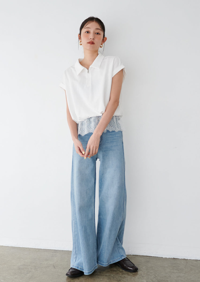 《追加》ハーフジップレースドッキングトップス