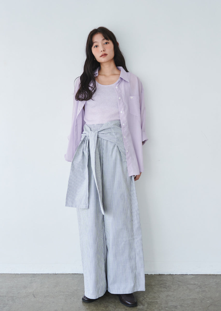 ウエストラップストライプパンツ