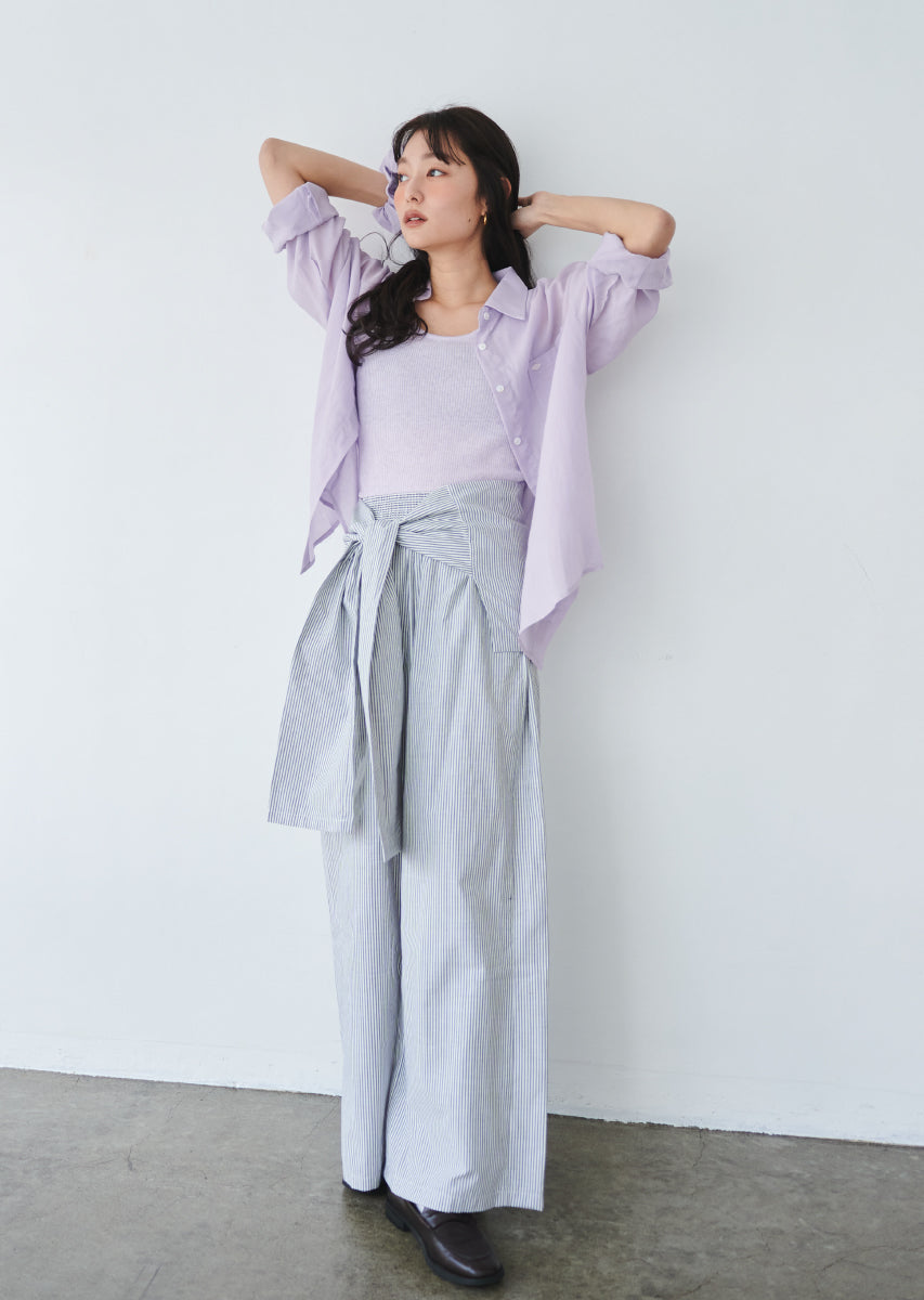 ウエストラップストライプパンツ