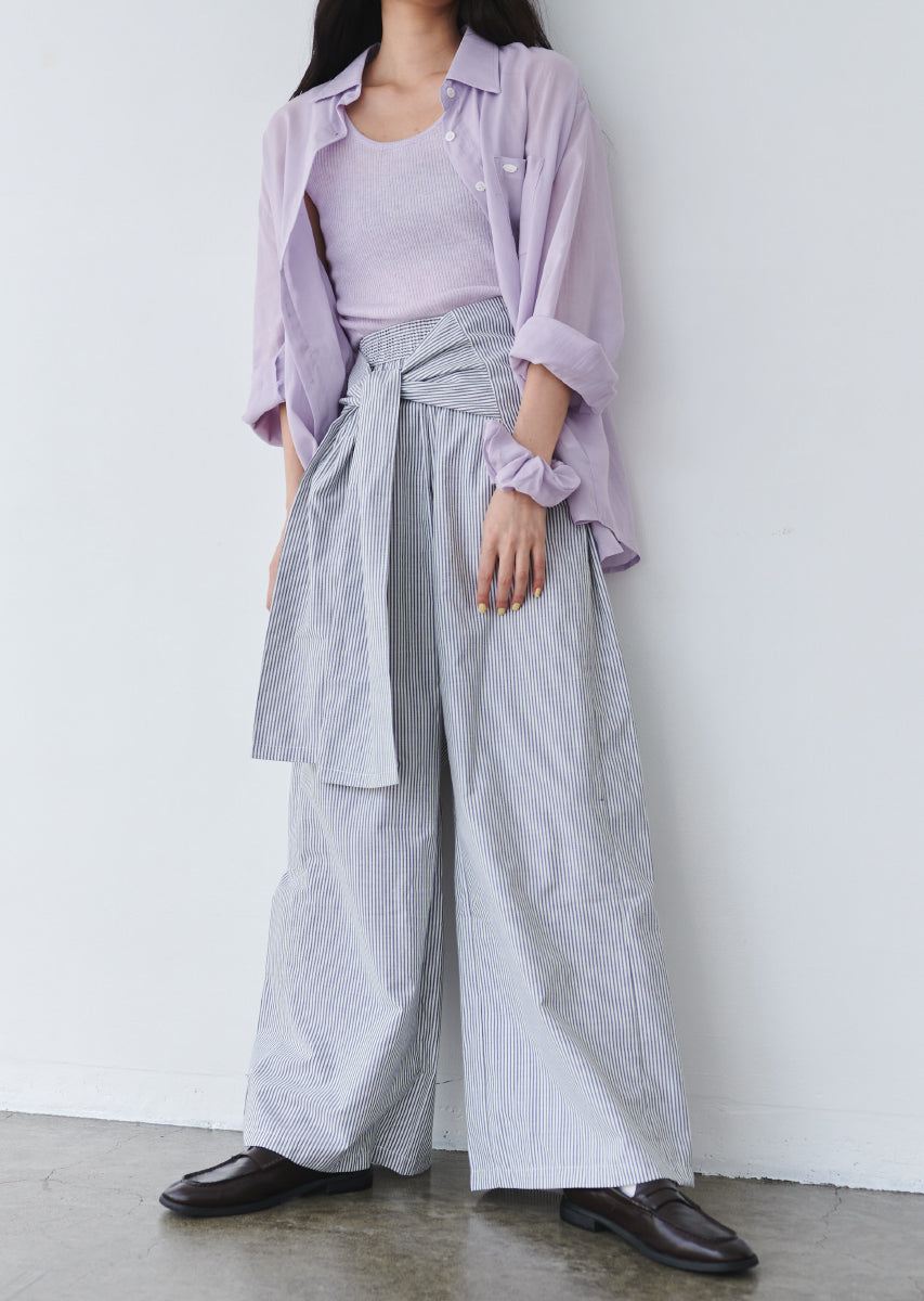 ウエストラップストライプパンツ