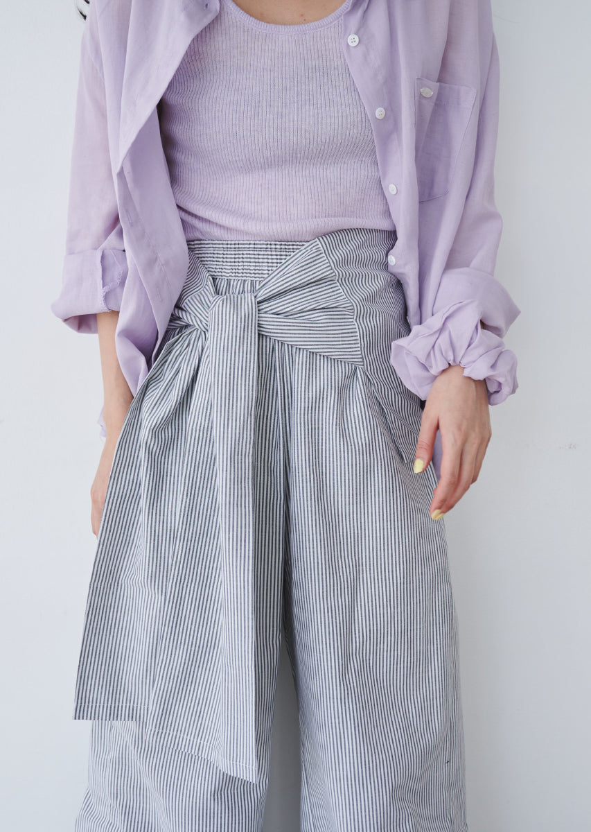 ウエストラップストライプパンツ