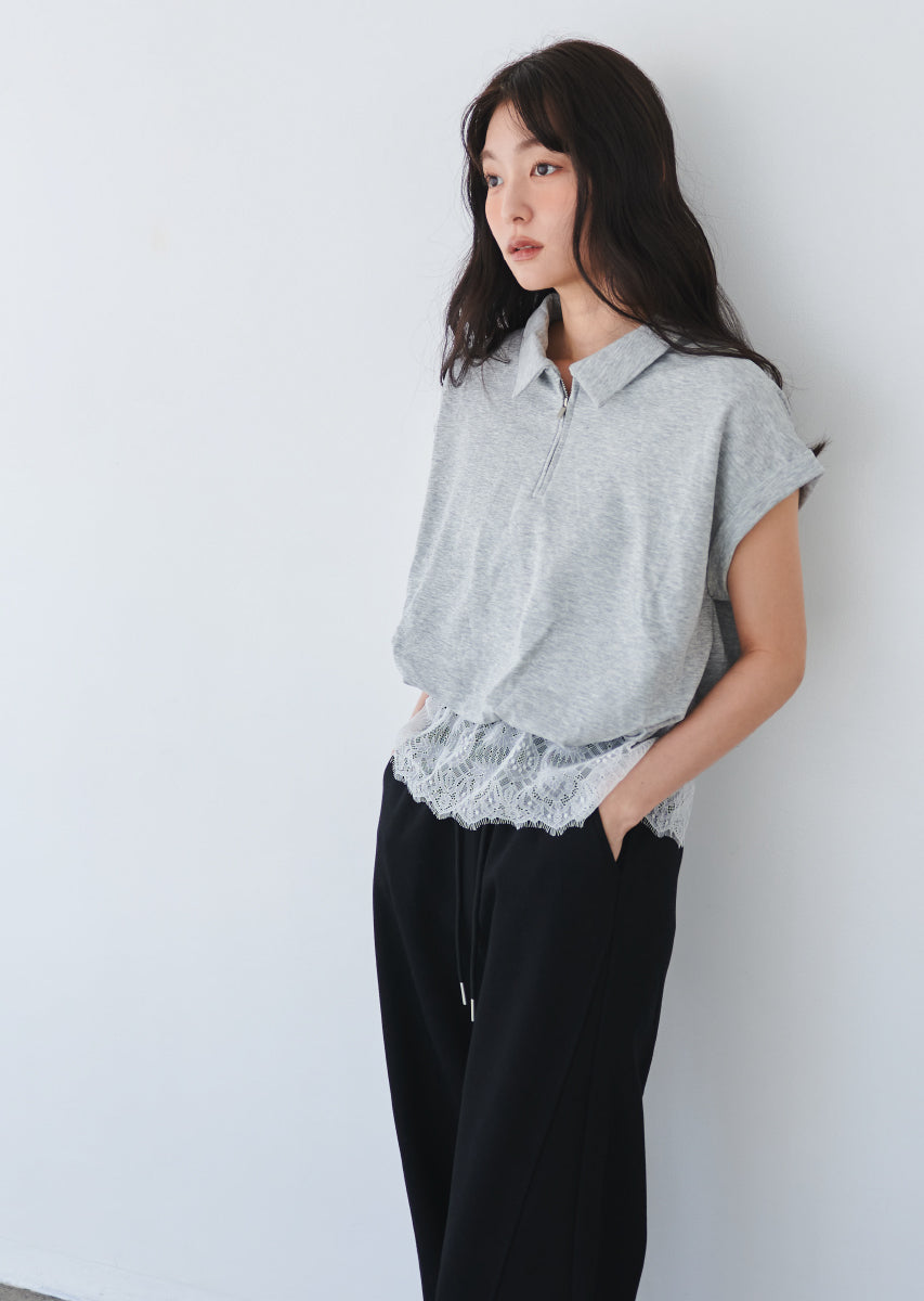 《追加》ハーフジップレースドッキングトップス