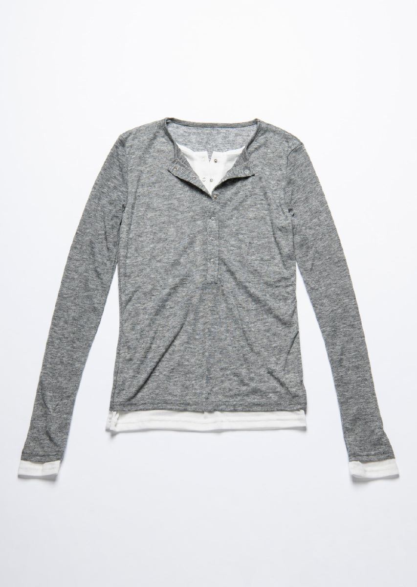 ダブルカラーヘンリーネックトップス