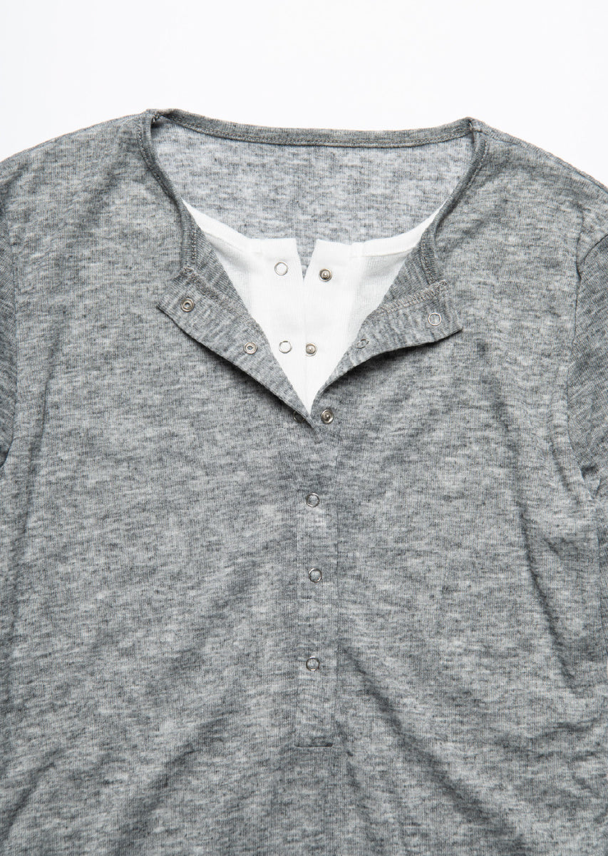 ダブルカラーヘンリーネックトップス