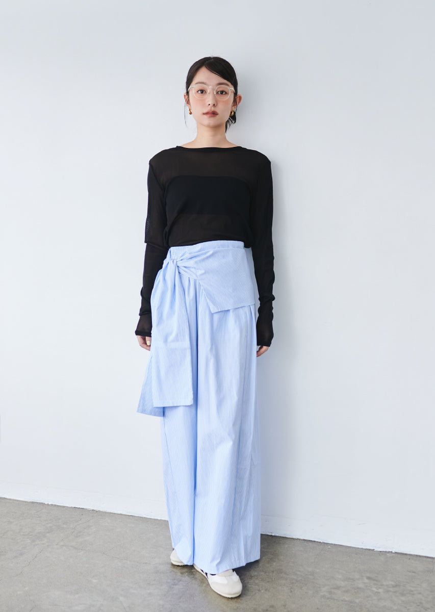 ウエストラップストライプパンツ