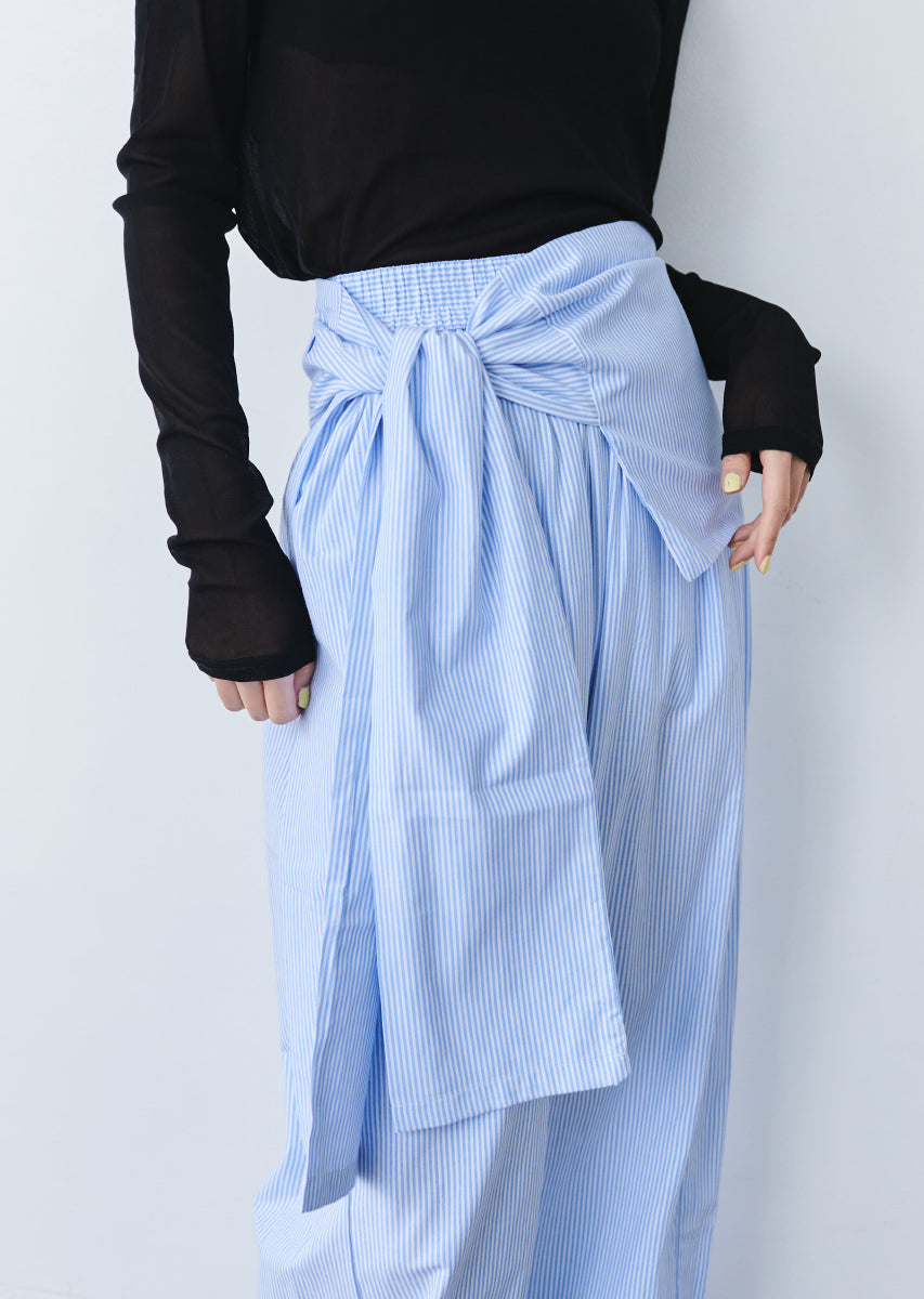 ウエストラップストライプパンツ