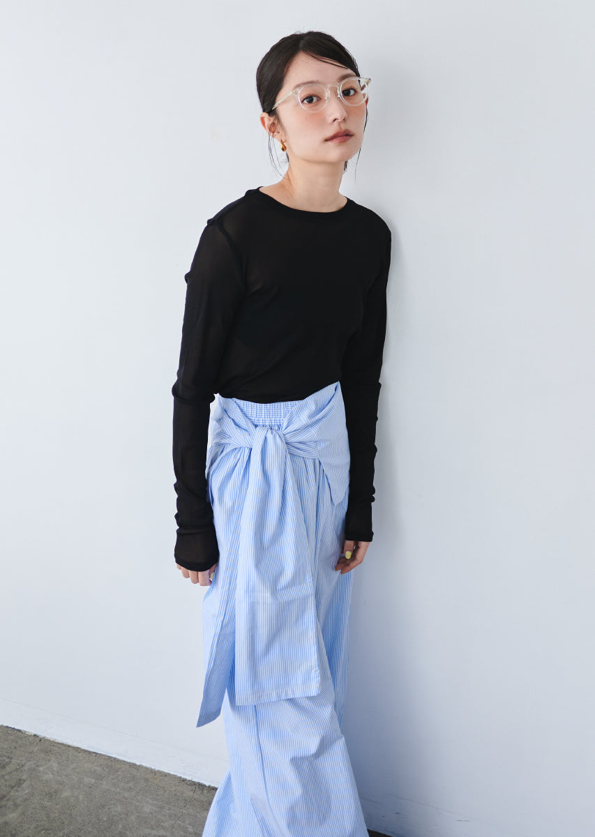 ウエストラップストライプパンツ