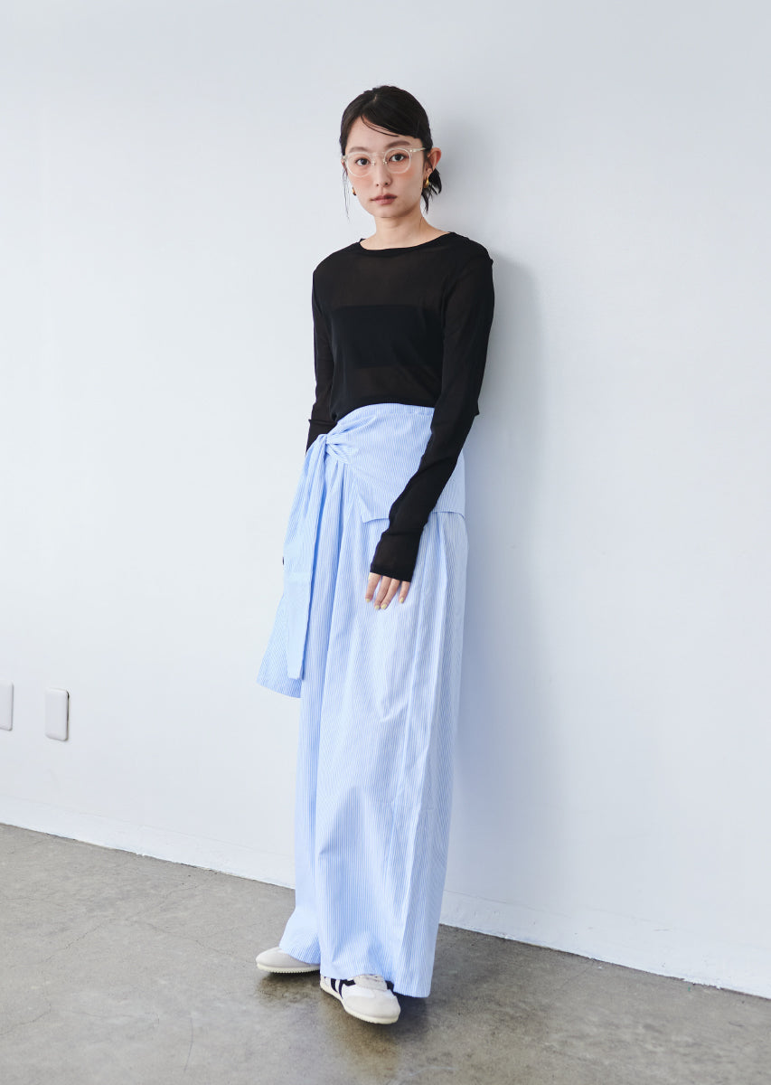 ウエストラップストライプパンツ