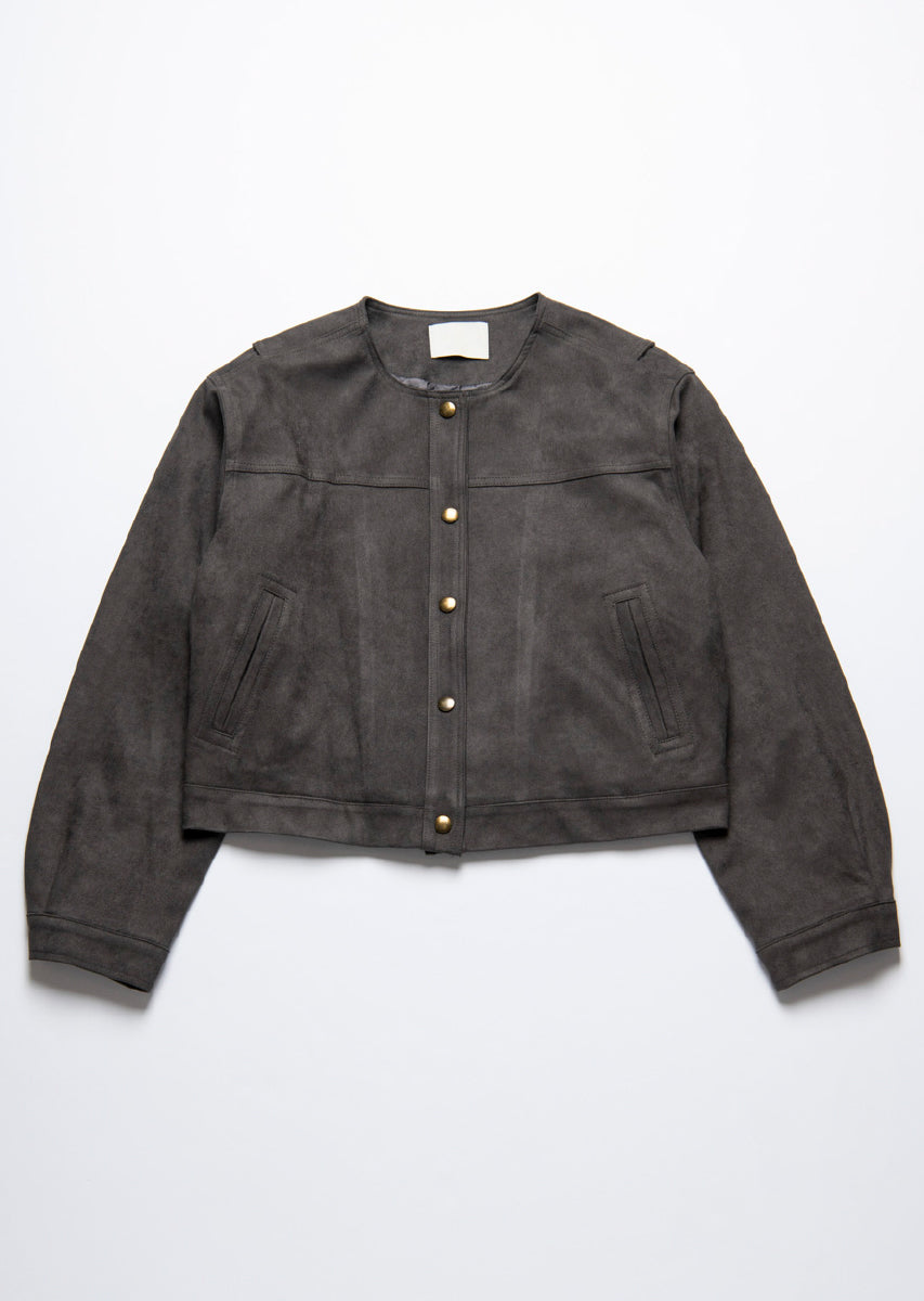 フェイクスウェードノーカラージャケット