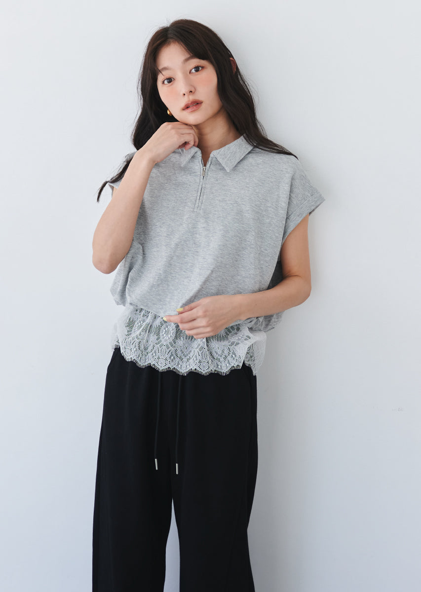 《追加》ハーフジップレースドッキングトップス