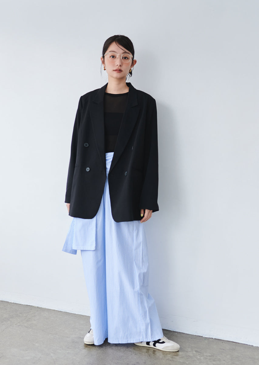 ウエストラップストライプパンツ