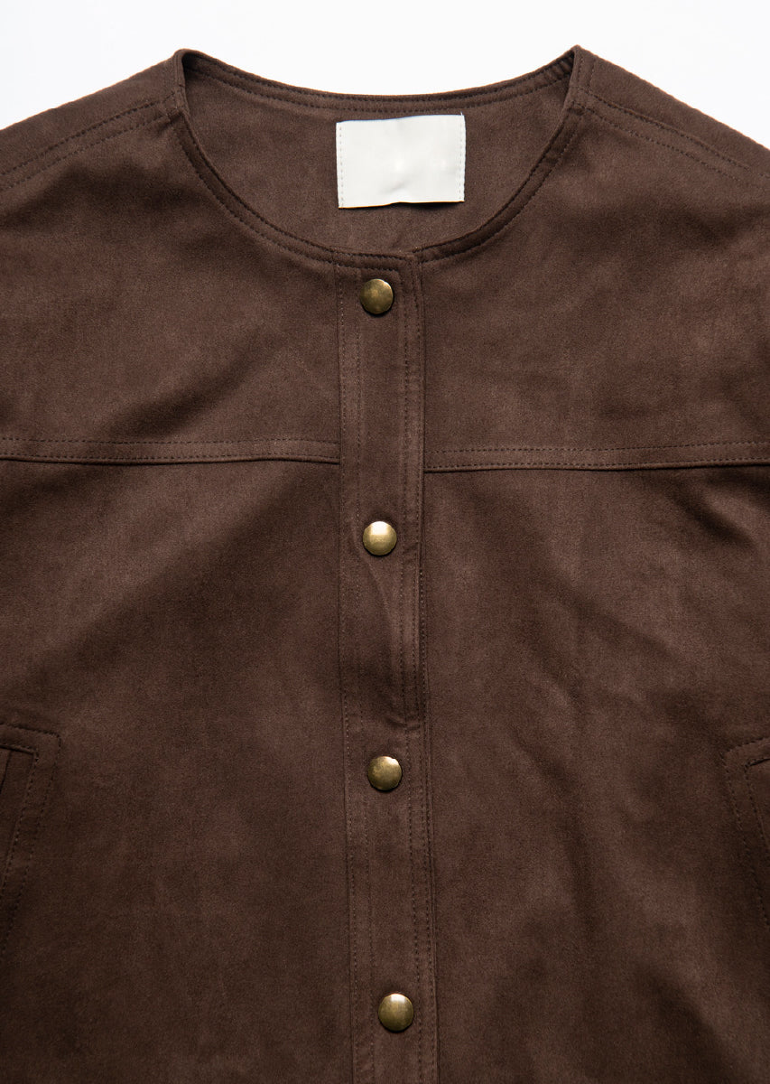 フェイクスウェードノーカラージャケット