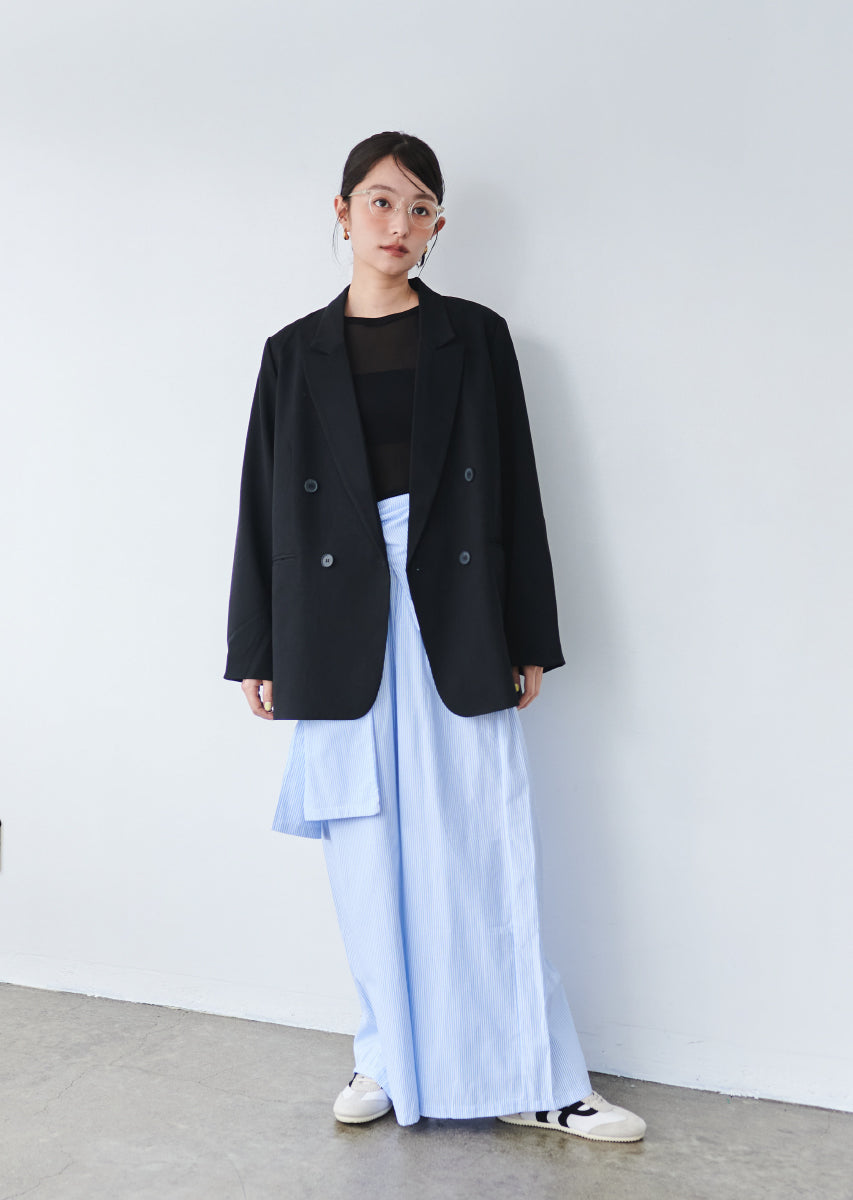 ウエストラップストライプパンツ