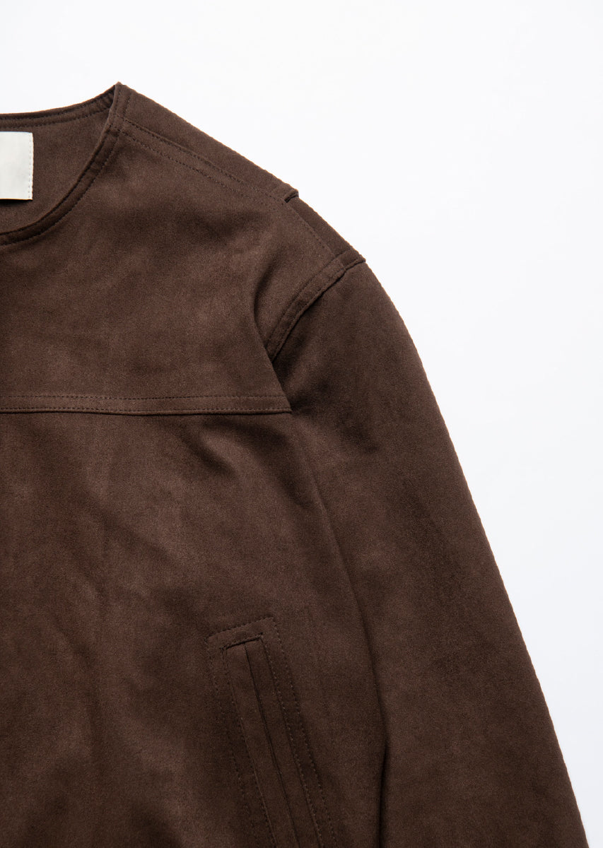 フェイクスウェードノーカラージャケット