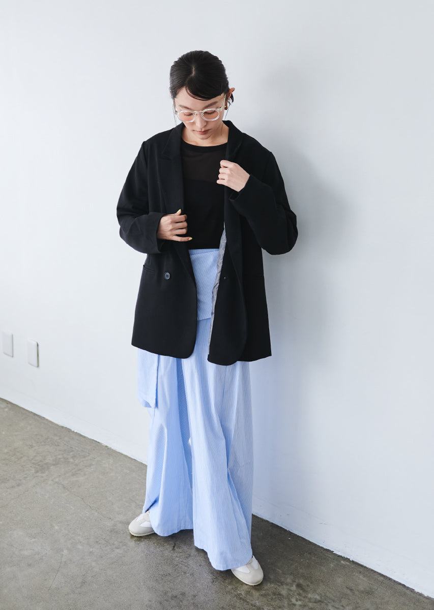 ウエストラップストライプパンツ