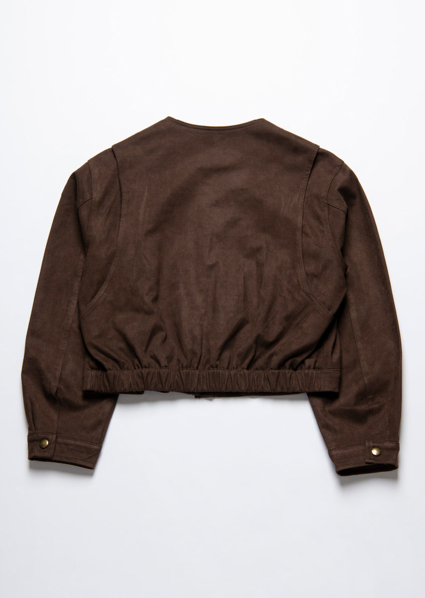 フェイクスウェードノーカラージャケット