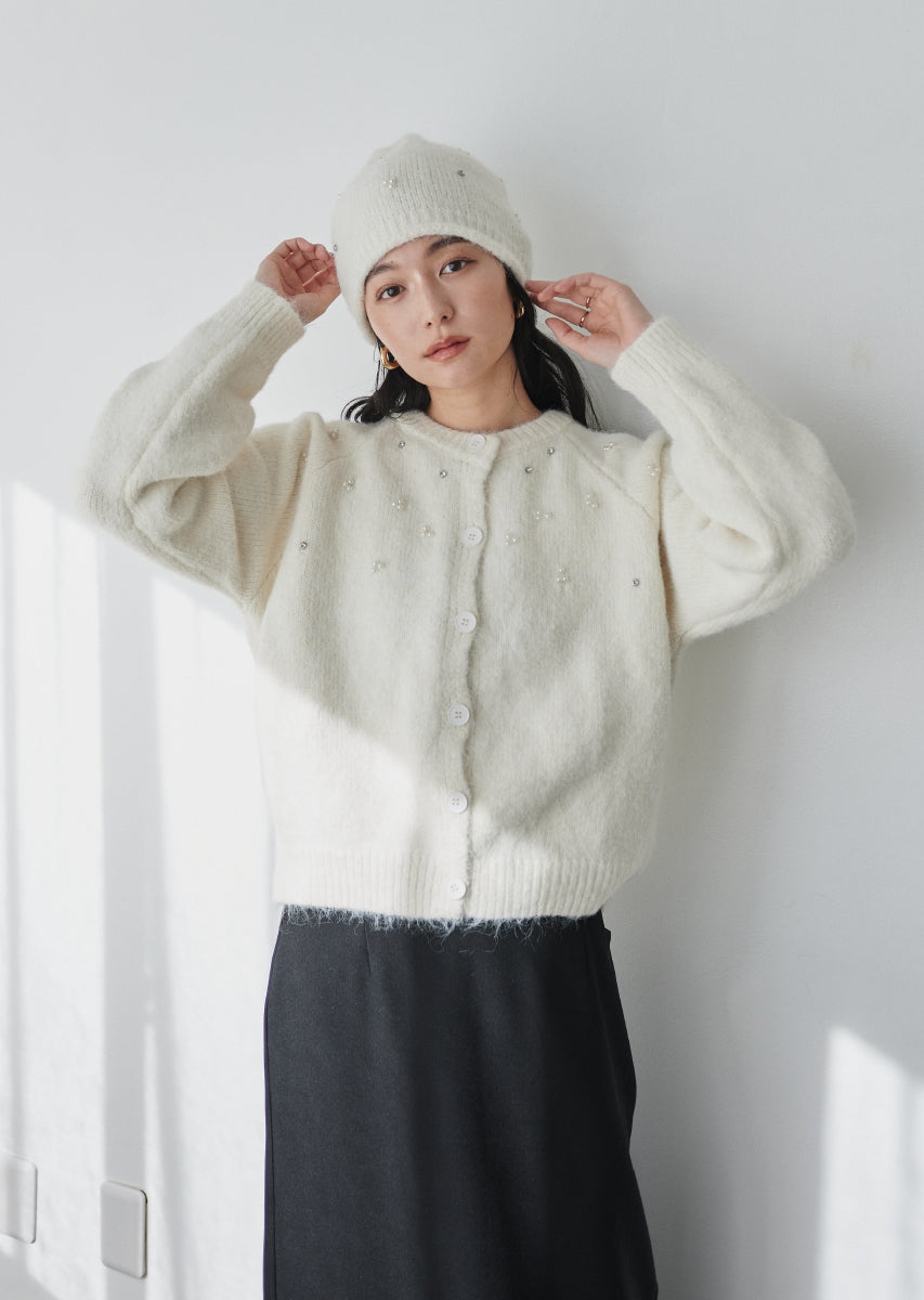 ラインストーンカーディガンセット